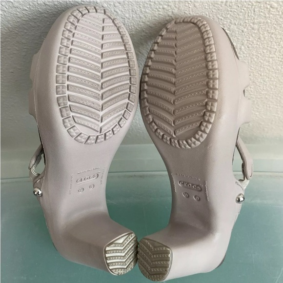 Crocs Womens Cyprus IV Gray/brown Two Tone 4” Heel Comfort Sandals Shoes Size 8 - Picture 9 of 12